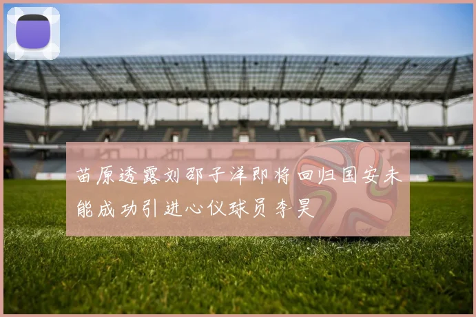 苗原透露刘邵子洋即将回归国安未能成功引进心仪球员李昊